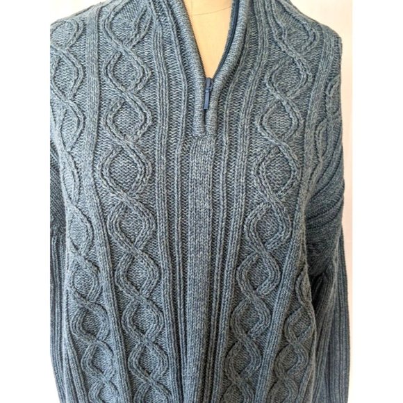 Women's Vintage Cabelas 1/4 Zip Cable Knit Sweater Size XL Blue 90s Heavy Chunky - Picture 6 of 10